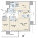 ７９．８８平米／３ＬＤＫ＋Ｎ＋２ＷＩＣ／南東・北東向き角住戸