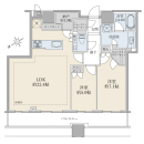 【間取り図】高層階：３７階部分／専有面積：８０．５３平米／２ＬＤＫ＋ＷＩＣ＋ＳＩＣ＋Ｎ