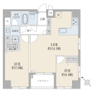 【間取り図】２階部分×南西・南東向き角住戸×専有面積：５７．６８平米の２ＬＤＫ＋ＷＩＣ