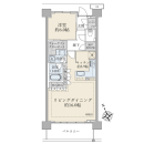 【間取図】南向き／６２．８８平米／１ＬＤＫ＋ＷＩＣ＋ＳＩＣ＋納戸