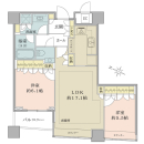 ＊６階部分×南西向き＊全室開口部に面したワイドスパン設計で日当たり良好＆開放的な２ＬＤＫ