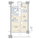 ３ＬＤＫ、専有面積６０．５ｍ２、バルコニー面積９．６９ｍ２
