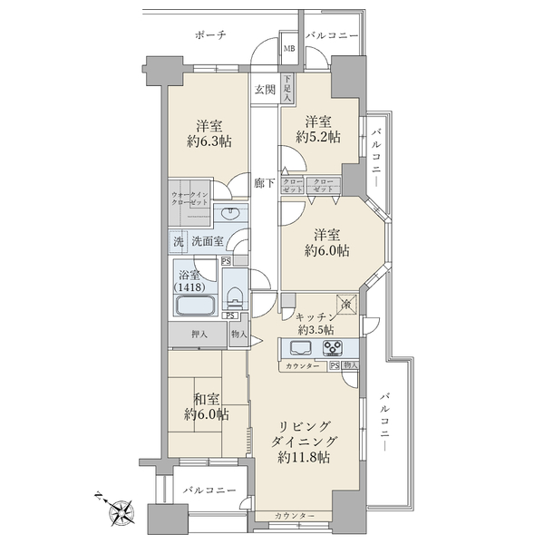 アールヴェール町田森野の間取図／10F／7,680万円／4LDK+WIC／87.08 m²