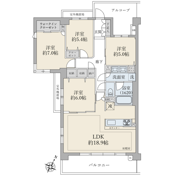 ブリリア鵠沼桜が岡の間取図／2F／7,480万円／4LDK+WIC／96.77 m²
