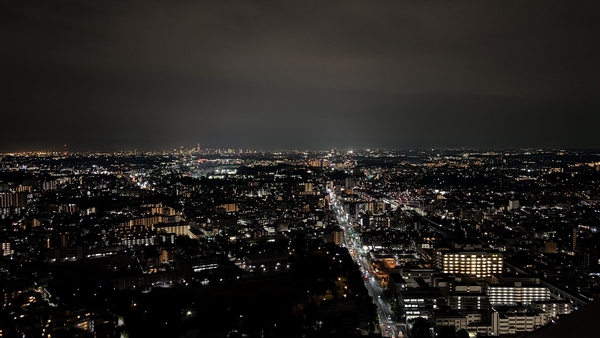 朝の雰囲気とは一変、街明かりが綺麗で素敵な夜景を堪能できる