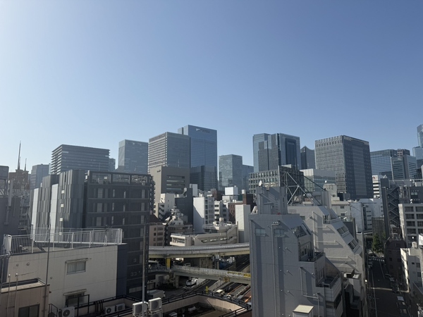 ベランダからは東京駅周辺の都心をながめることができます。