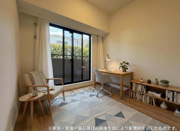 洋室３：家具・家電・設備等はＡＩ画像生成によりは一例を示したものです。