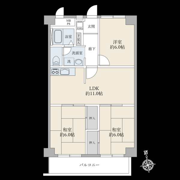 ３ＬＤＫ　６３平米でファミリー向けのマンションです！