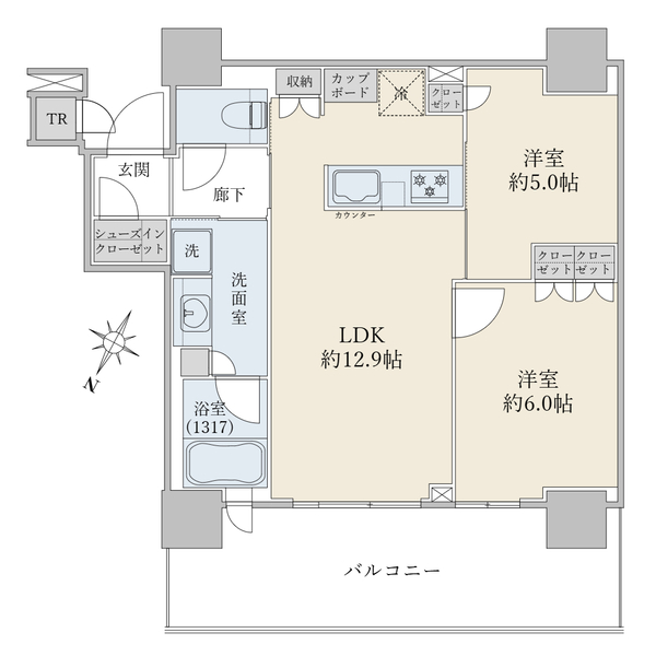 ブリリア有明シティタワーの間取図／30F／12,000万円／2LDK／55.94 m²