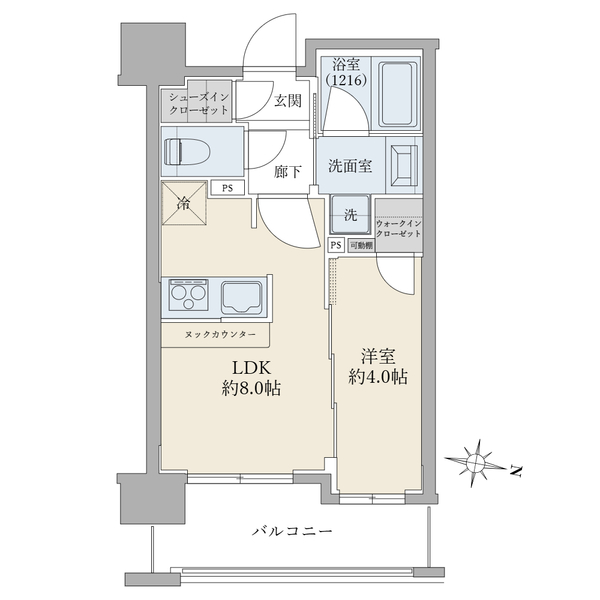 【間取図】５階部分／東向き住戸／専有面積：３０．５２平米の１ＬＤＫ＋ＷＩＣ＋ＳＩＣ／ペット飼育可