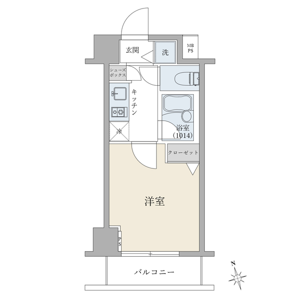 【間取り図】最上階：１０階部分／南向き住戸につき陽当り・通風良好です