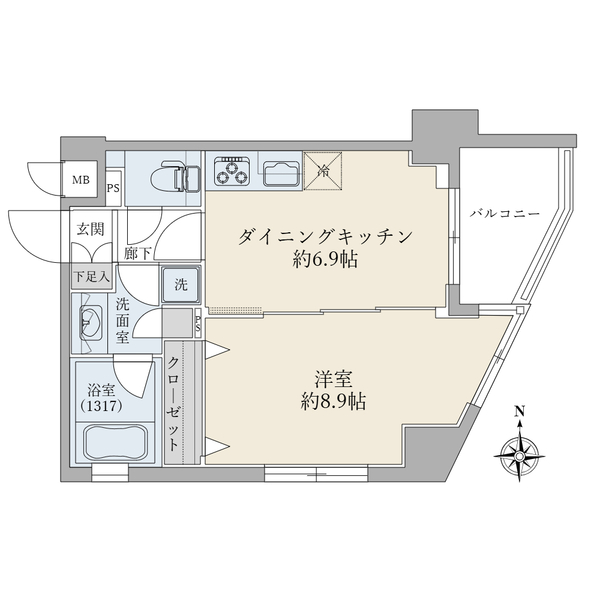 【間取図】１ＤＫ　３７．３０平米