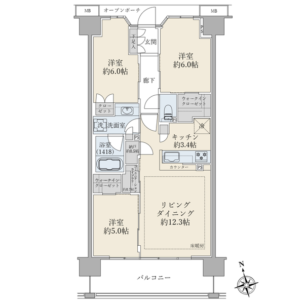 ブリリアシティ石神井台の間取図/4F/7,880万円/3LDK+2WIC/74.19 m²