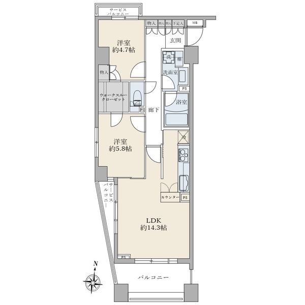 Brillia神楽坂idの間取図/3F/13,800万円/2LDK+W/62.54 m²