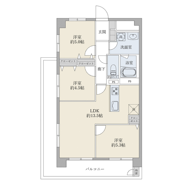 東建砧マンションの間取図／1F／5,999万円／3LDK／63.34 m²