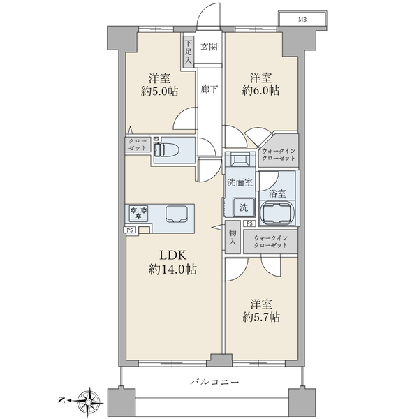 ３ＬＤＫ、１億３４９０万円、専有面積６６．６平米