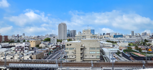 品川区役所・大崎方面の眺望です。角住戸ならではのパノラマビューをお楽しみいただけます。
