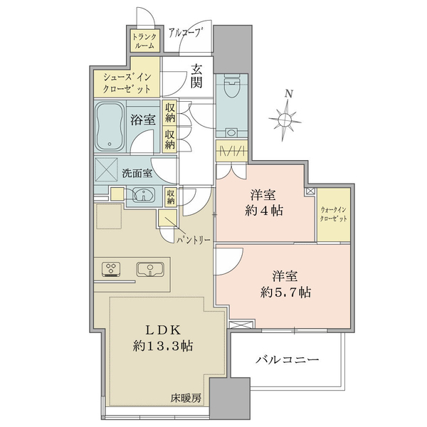 ＊築後未入居＊西棟１０階×日当たり良好な南向き×収納豊富な２ＬＤＫ＋ＷＩＣ＋ＳＩＣ＋トランクルーム付
