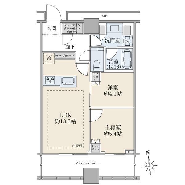 ＊日当たり良好な南向き住戸＊１６階部分／専有面積５５．４６平米／家具配置のしやすい２ＬＤＫ＋ＳＩＣ
