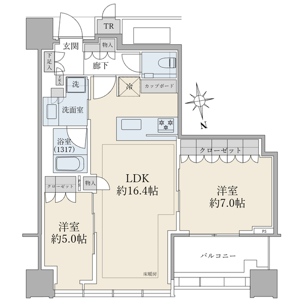 白金ザ・スカイ　東棟の間取図／11F／25,800万円／2LDK／65.08 m²