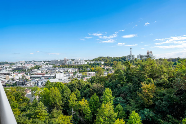 【バルコニーからの眺望】目前の都立大学の自然を楽しむことができます。