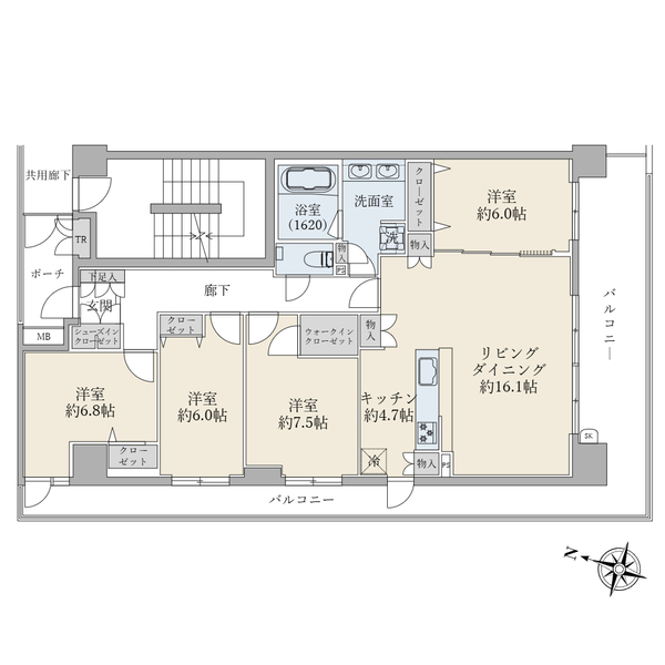 フェアヒルズ南大沢エールコートの間取図/7F/5,980万円/4LDK/109.77 m²