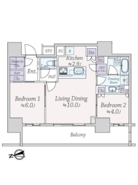 Ｂｒｉｌｌｉａ田端の間取図／13F／11,480万円／2LDK／55.14 m²
