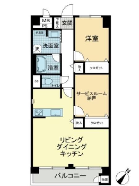 東建金町マンションの間取図／9F／3,480万円／1SLDK／57.2 m²