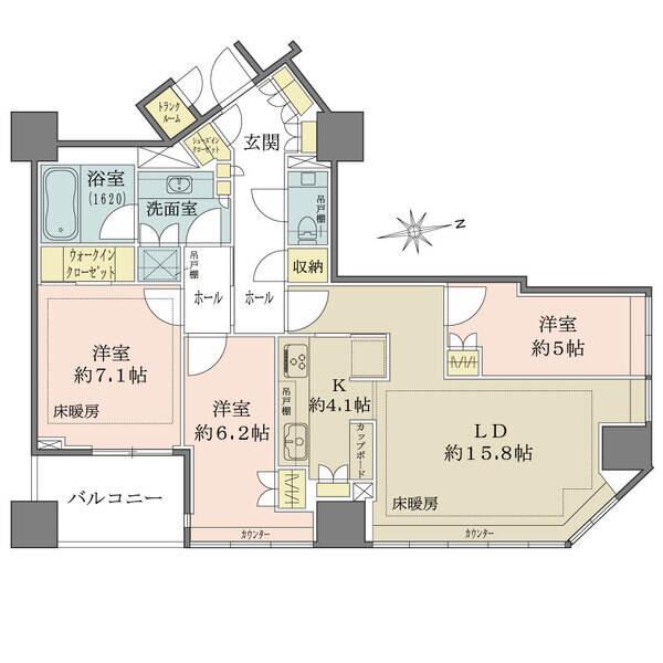 ブリリア一番町の間取図/11F/35,800万円/3LDK/91.21 m²