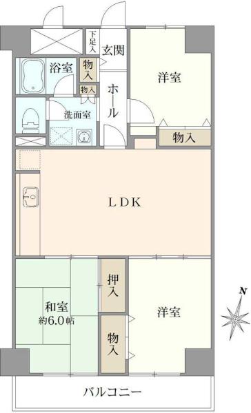 東建ニューハイツ東陽町の間取図／10F／5,980万円／3LDK／69.3 m²
