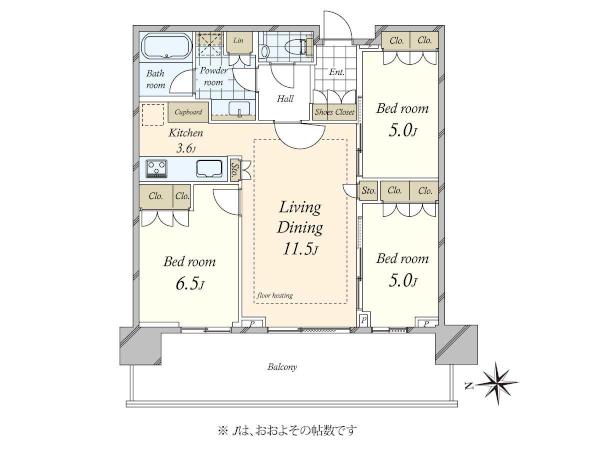 HARUMI FLAG SUN VILLAGET棟の間取図／34F／17,980万円／3LDK／70.34 m²