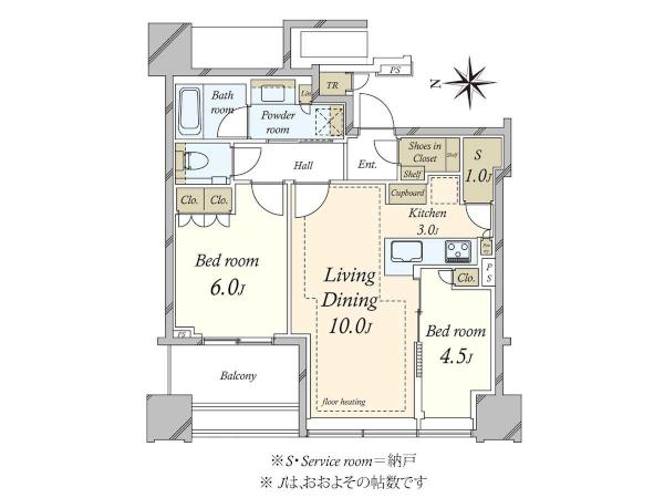 白金ザ・スカイEASTの間取図／26F／23,300万円／2LDK／56.72 m²